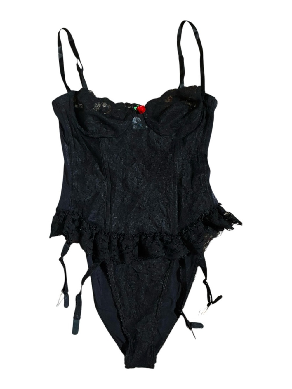 VTG Shirley Of Hollywood Teddy Corset Black Lace
